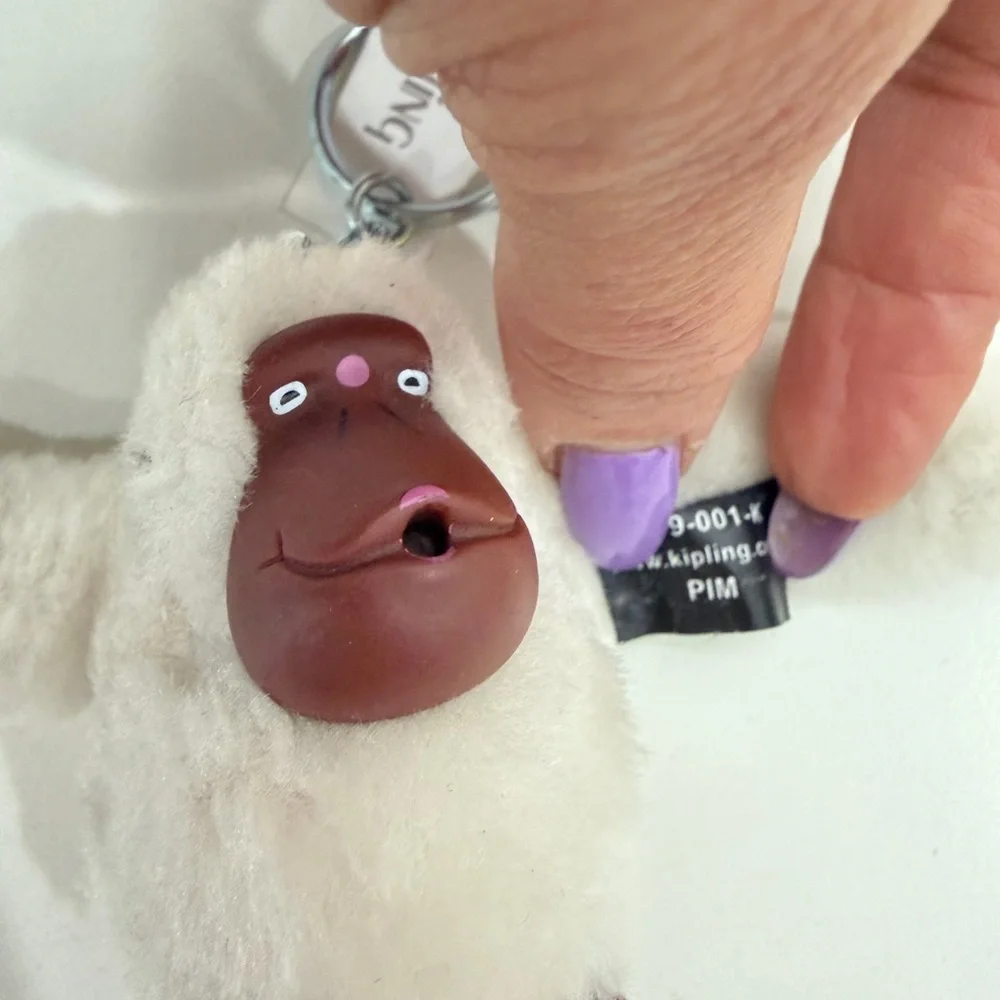 Kipling Monkey Keychain Plush Bag Charm – “PIM” Authentic Cream